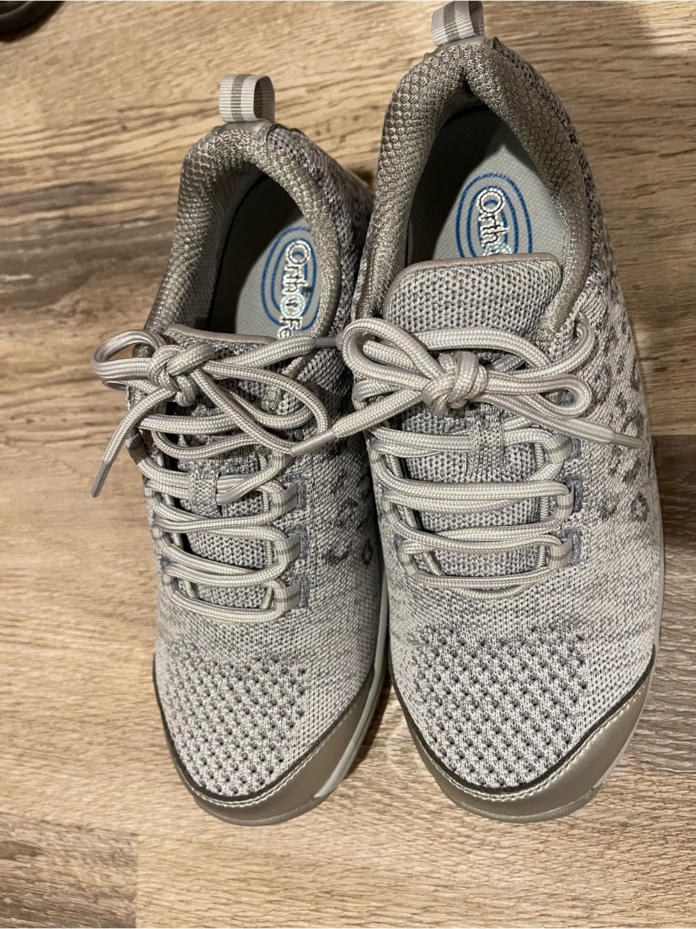 Gray Women's Knit Lace-Up Sneakers - Orthotic Friendly